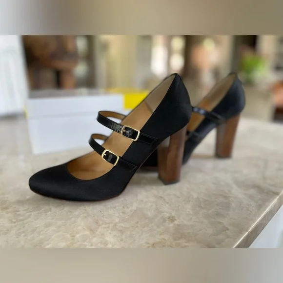 Bettye Muller black satin Mary-Jane heels, Size 36.5 - Picture 9 of 11